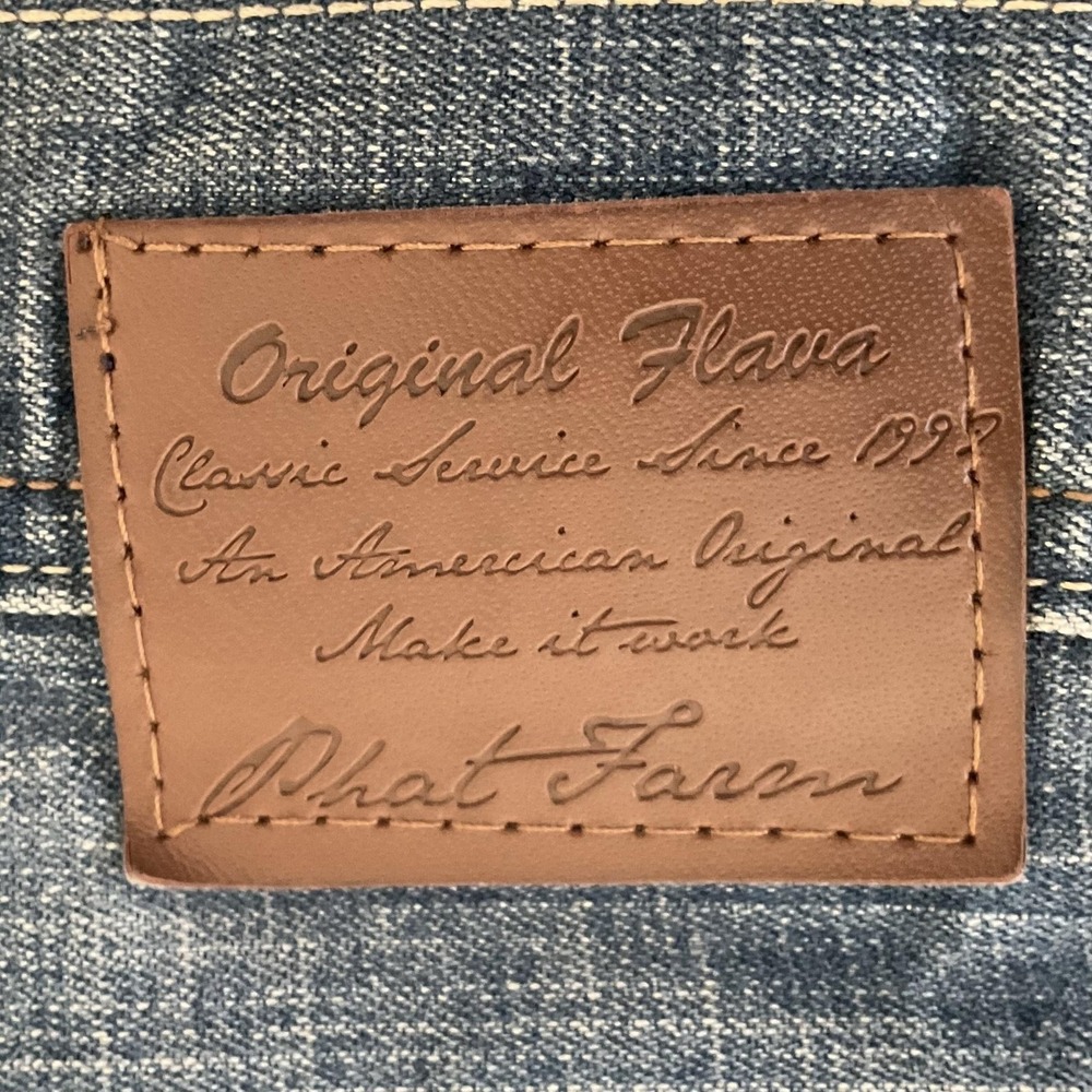 Phat Farm Jeans Mens 38x34 Blue Relaxed Straight Original Flava Embroidered - Picture 6 of 10